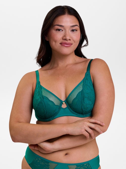 Soutien-gorge en dentelle, microfibre et tulle 'Sans complexe' - Kiabi