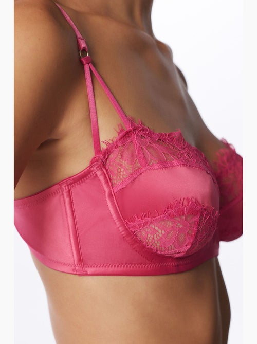 Soutien-gorge en satin avec finition dentelle et armatures penti - Kiabi Soutien-gorge en satin avec finition dentelle et armatures penti - Kiabi