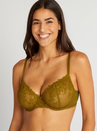 Soutien-gorge en tulle brodé D/E/F