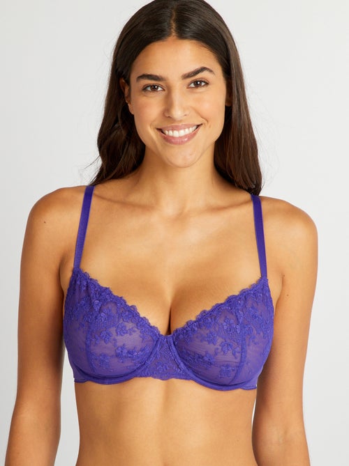 Soutien-gorge en tulle brodé D/E/F - Kiabi