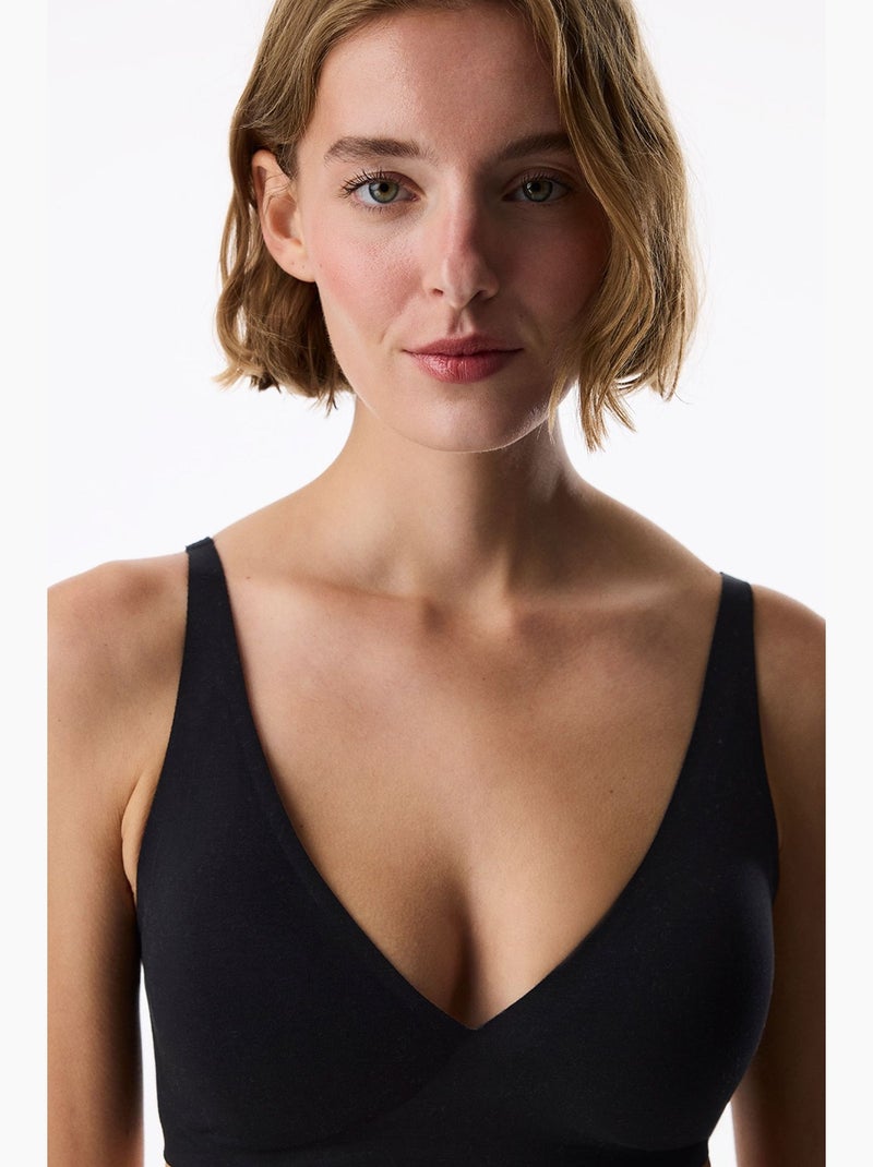 Soutien-gorge hours decollette sans traces, à coussinets amovibles penti Noir - Kiabi