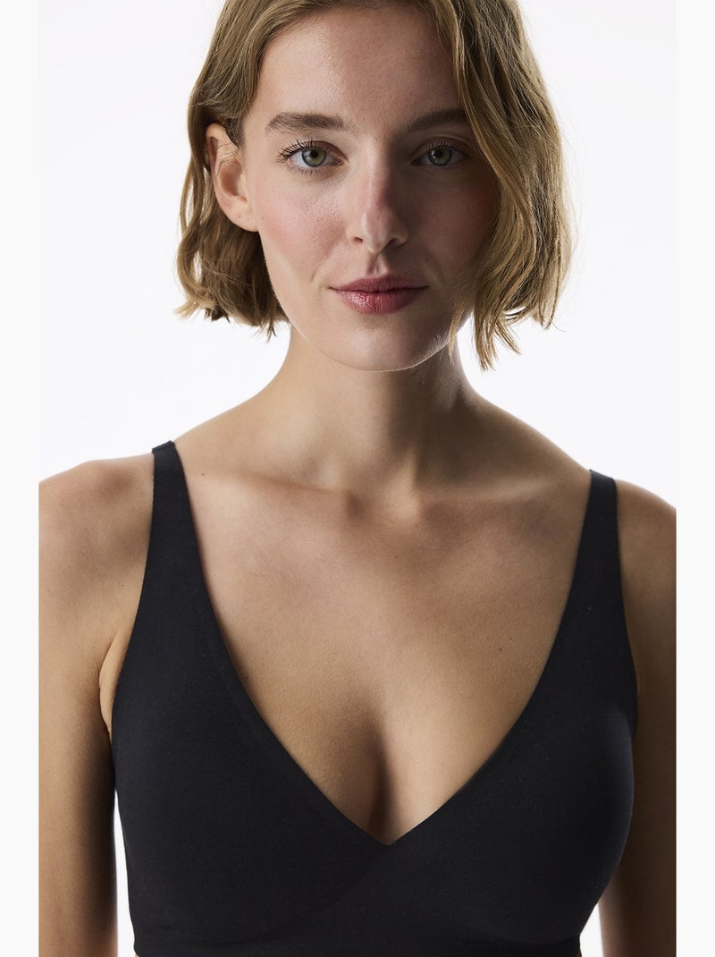 Soutien-gorge hours decollette sans traces, à coussinets amovibles penti Noir - Kiabi