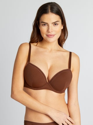 Soutien-gorge microfibre à fines rayures ajourées D&E