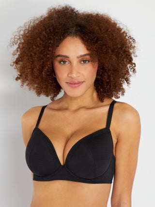 Soutien-gorge microfibre à fines rayures ajourées D&E