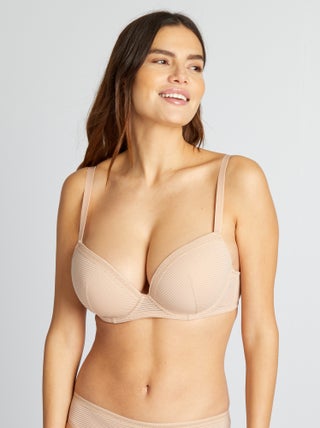 Soutien-gorge microfibre à fines rayures ajourées D&E