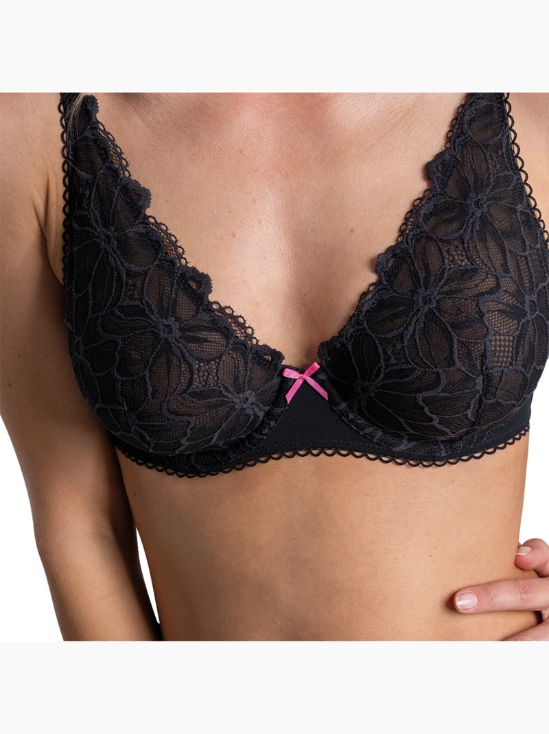 Soutien-gorge plongeant à armatures love mood pretty passio Noir - Kiabi