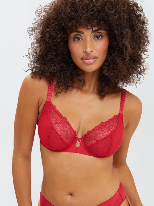 Soutien-gorge plongeant en dentelle avec armatures 'Sans Complexe' - Kiabi