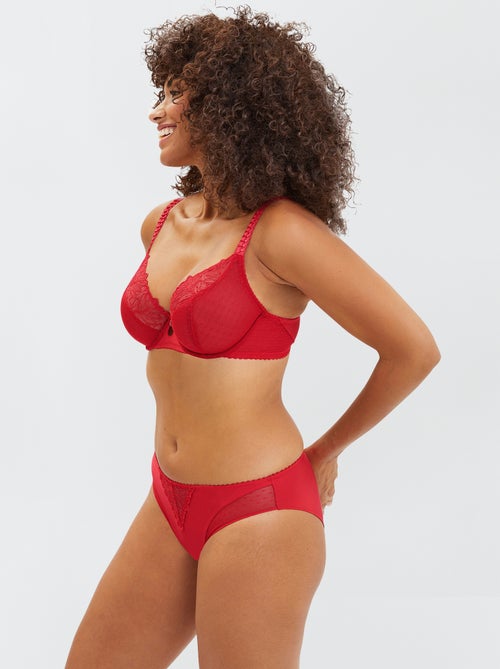 Soutien-gorge plongeant en dentelle avec armatures 'Sans Complexe' - Kiabi