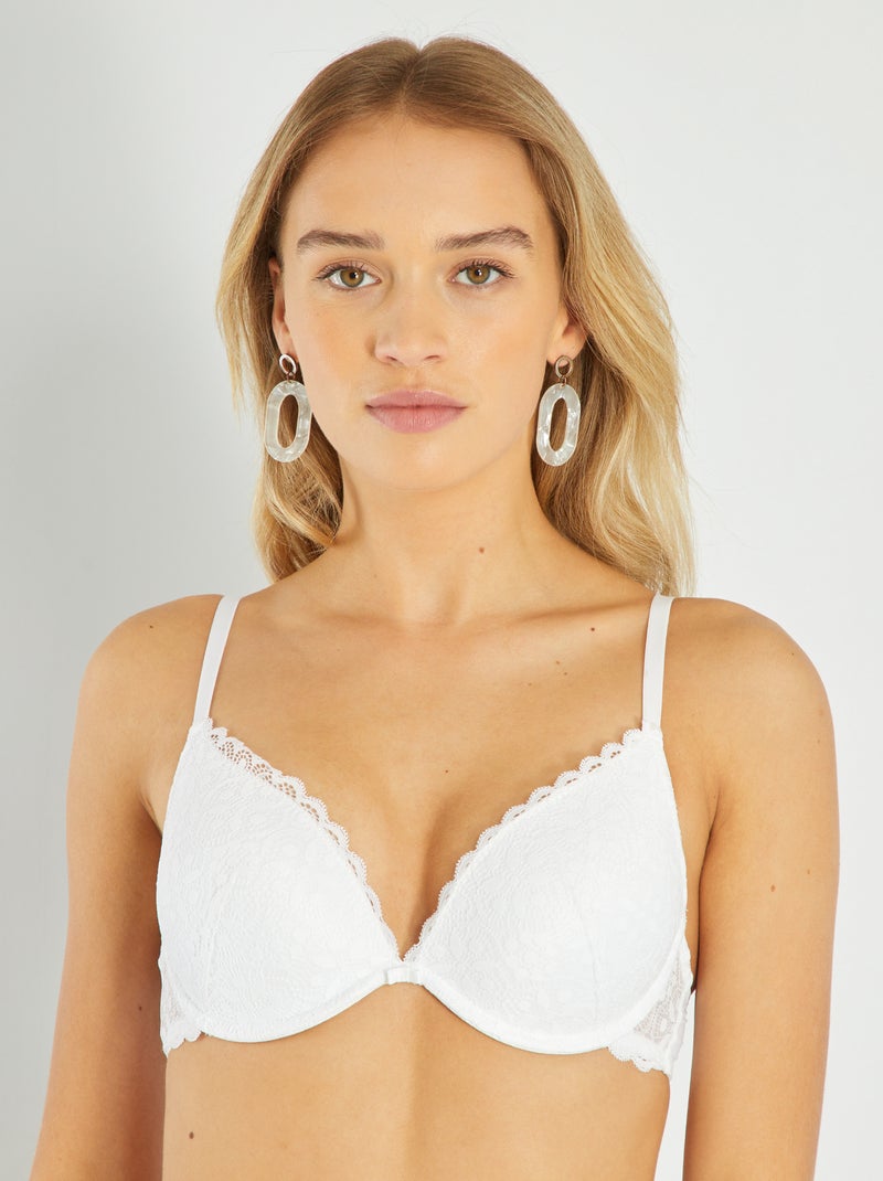 Soutien-gorge push-up dentelle blanc - Kiabi