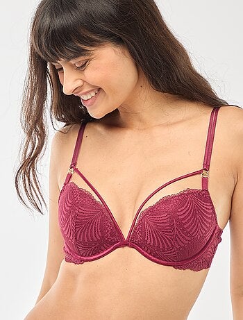 Soutien-gorge push up en dentelle feuillage