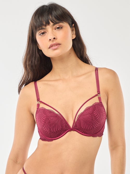 Soutien-gorge push up en dentelle feuillage - Kiabi