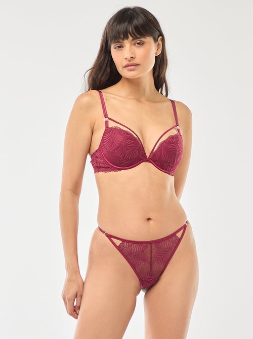 Soutien-gorge push up en dentelle feuillage - Kiabi