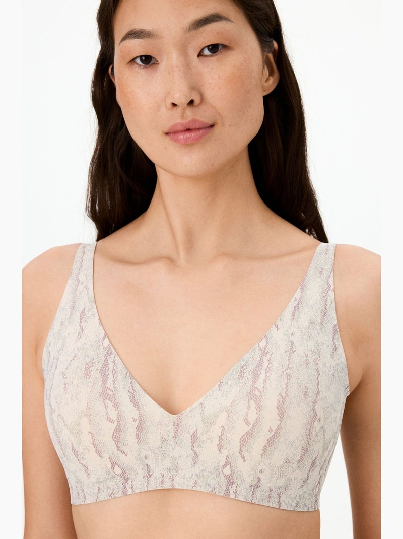 Soutien-gorge rembourré fit decolette à imprimé serpent, invisible penti Blanc cassé - Kiabi