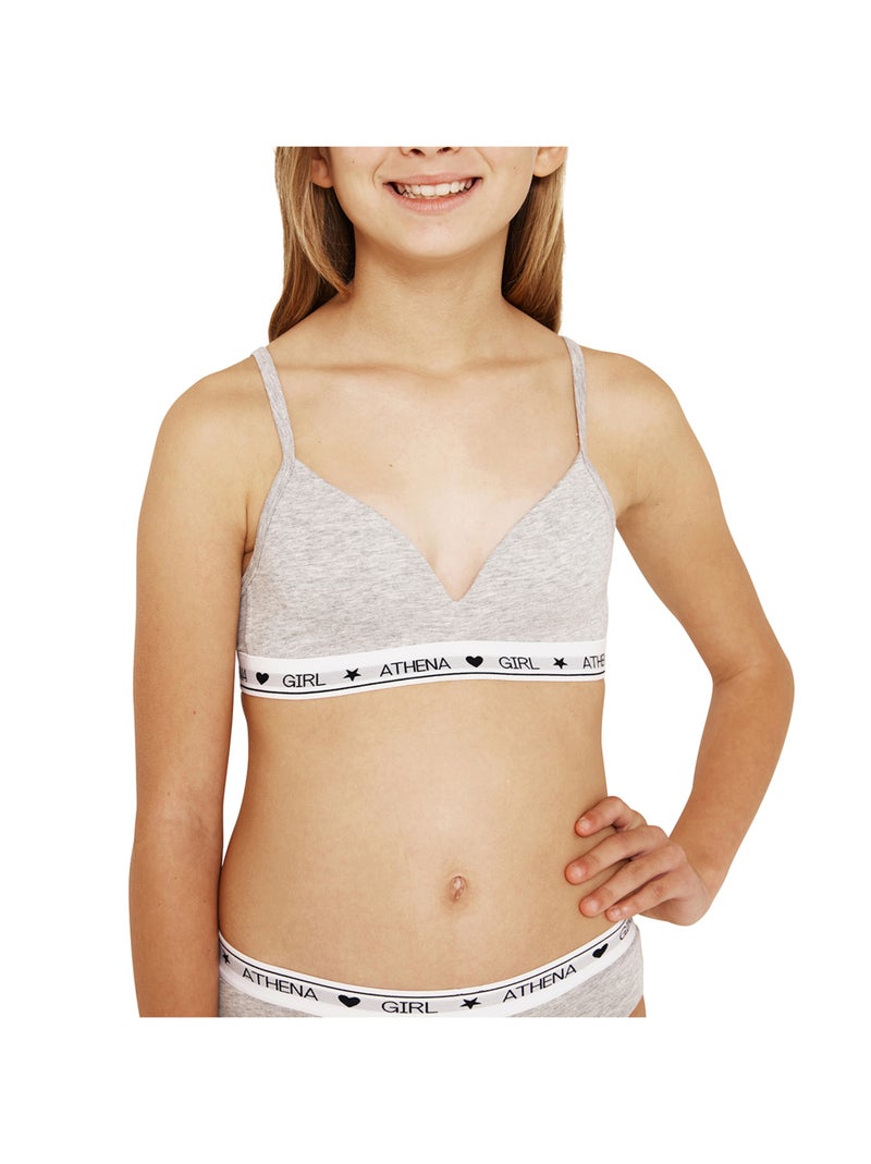Soutien-gorge sans armature à coques fille coton ultra doux girl by athena Gris chiné - Kiabi