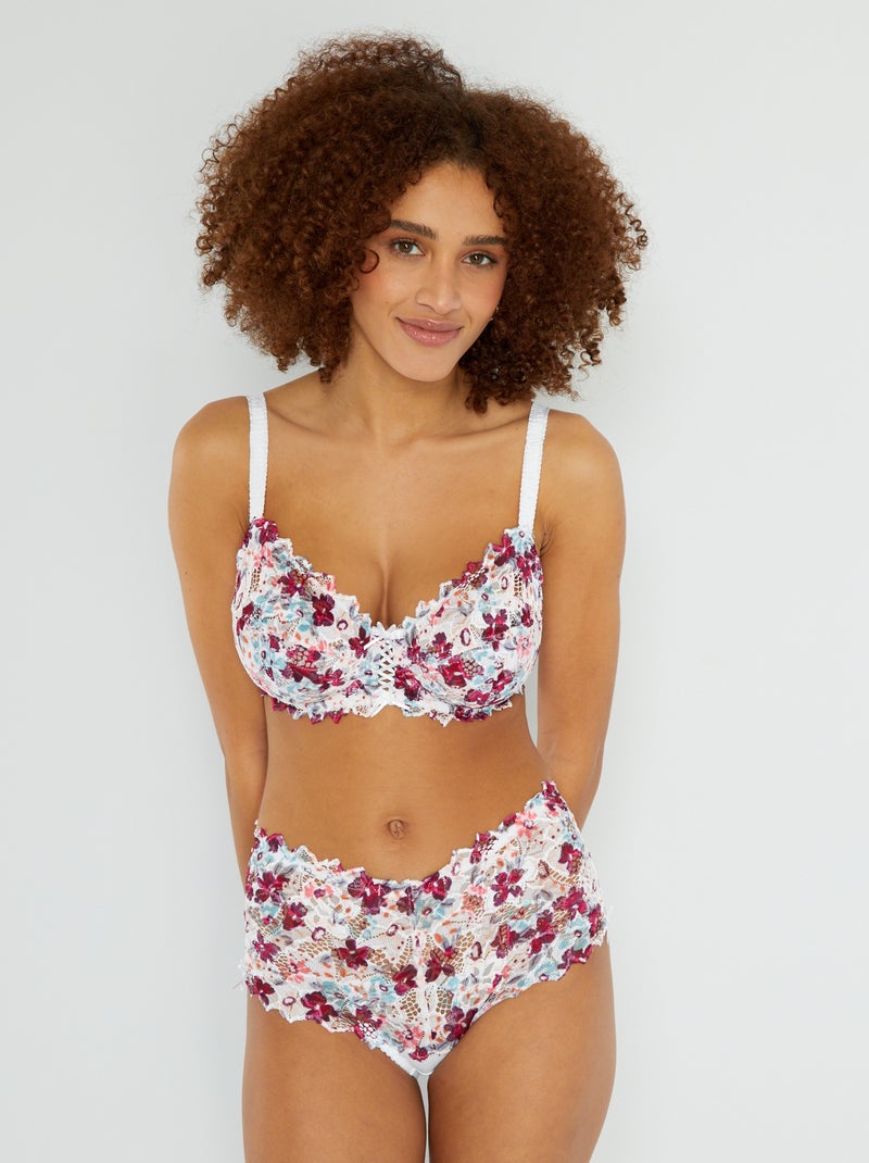 Soutien-gorge 'Sans Complexe' blanc imprimé - Kiabi