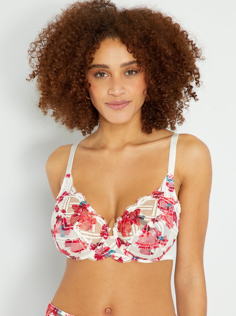 Soutien-gorge 'Sans Complexe' écru/rose - Kiabi