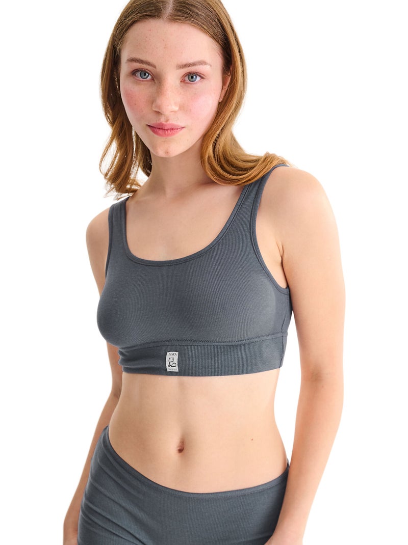 Soutien-gorge top brassière sans armatures freedom Gris - Kiabi