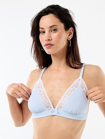 Soutien-gorge triangle bi-matière avec dentelle