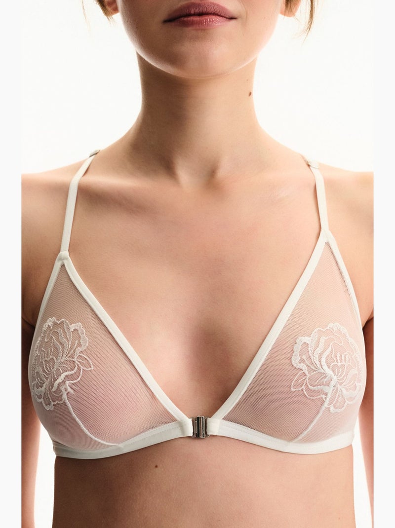 Soutien-gorge triangle broidery craquelé penti Blanc - Kiabi