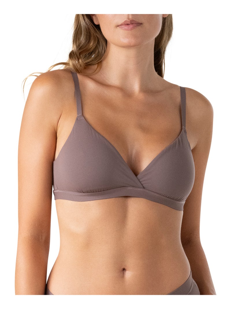 Soutien-gorge triangle croisé sans armatures femme easy seconde peau athena Prune - Kiabi