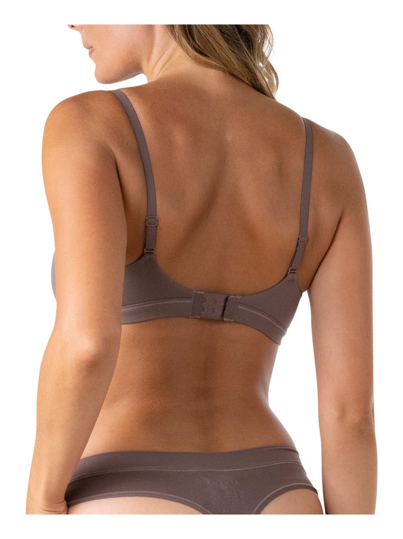 Soutien-gorge triangle croisé sans armatures femme easy seconde peau athena Prune - Kiabi