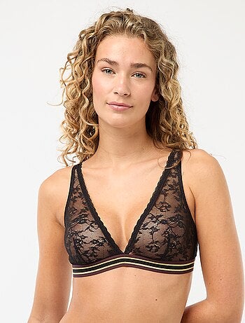 Soutien-gorge triangle en dentelle avec base pailletée