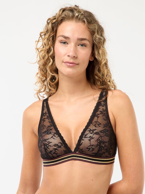 Soutien-gorge triangle en dentelle avec base pailletée - Kiabi