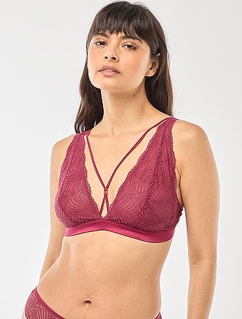 Soutien-gorge triangle en dentelle feuillage transparente