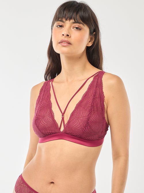 Soutien-gorge triangle en dentelle feuillage transparente - Kiabi Soutien-gorge triangle en dentelle feuillage transparente - Kiabi