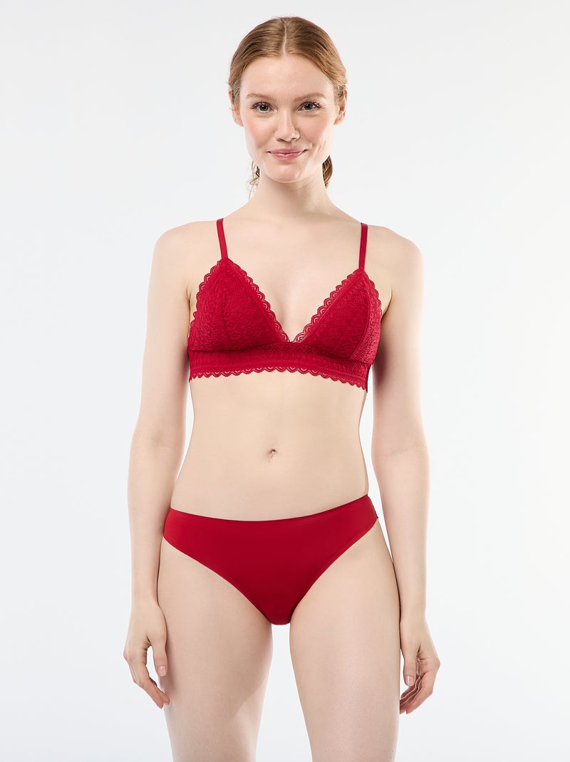 Soutien-gorge triangle en dentelle Rouge - Kiabi