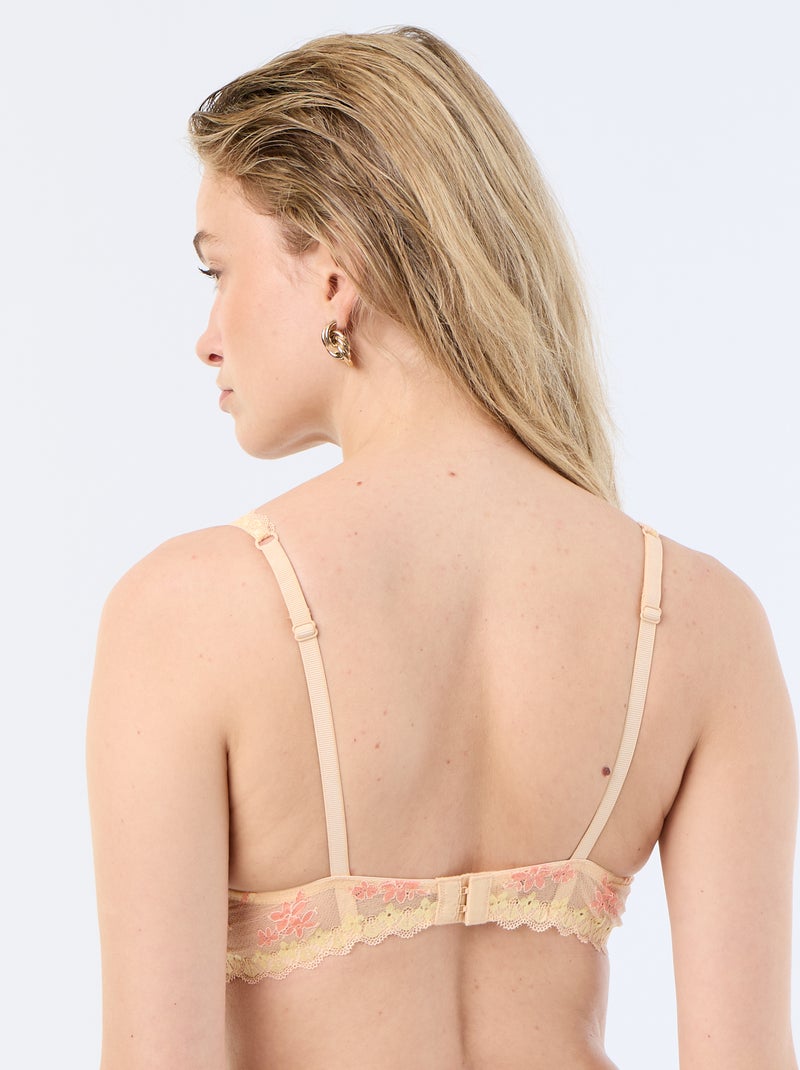 Soutien-gorge triangle sans armatures en dentelle Orange - Kiabi