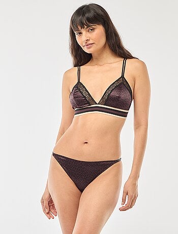 Soutien-gorge triangle satiné imprimé léopard