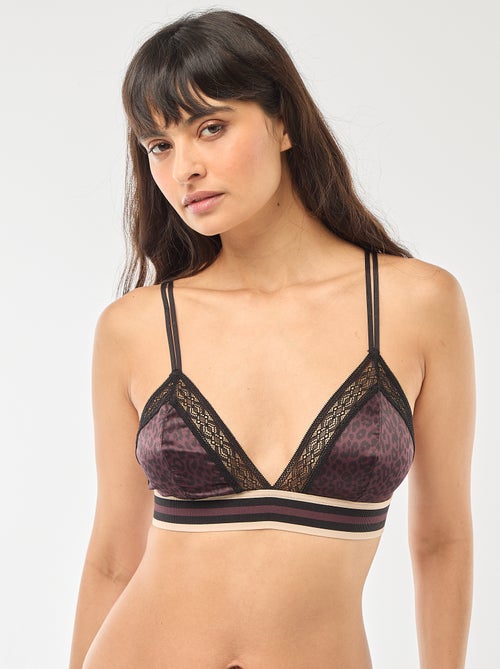 Soutien-gorge triangle satiné imprimé léopard - Kiabi
