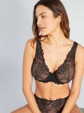 Soutien-gorge tulle brodé D&E noir - Kiabi