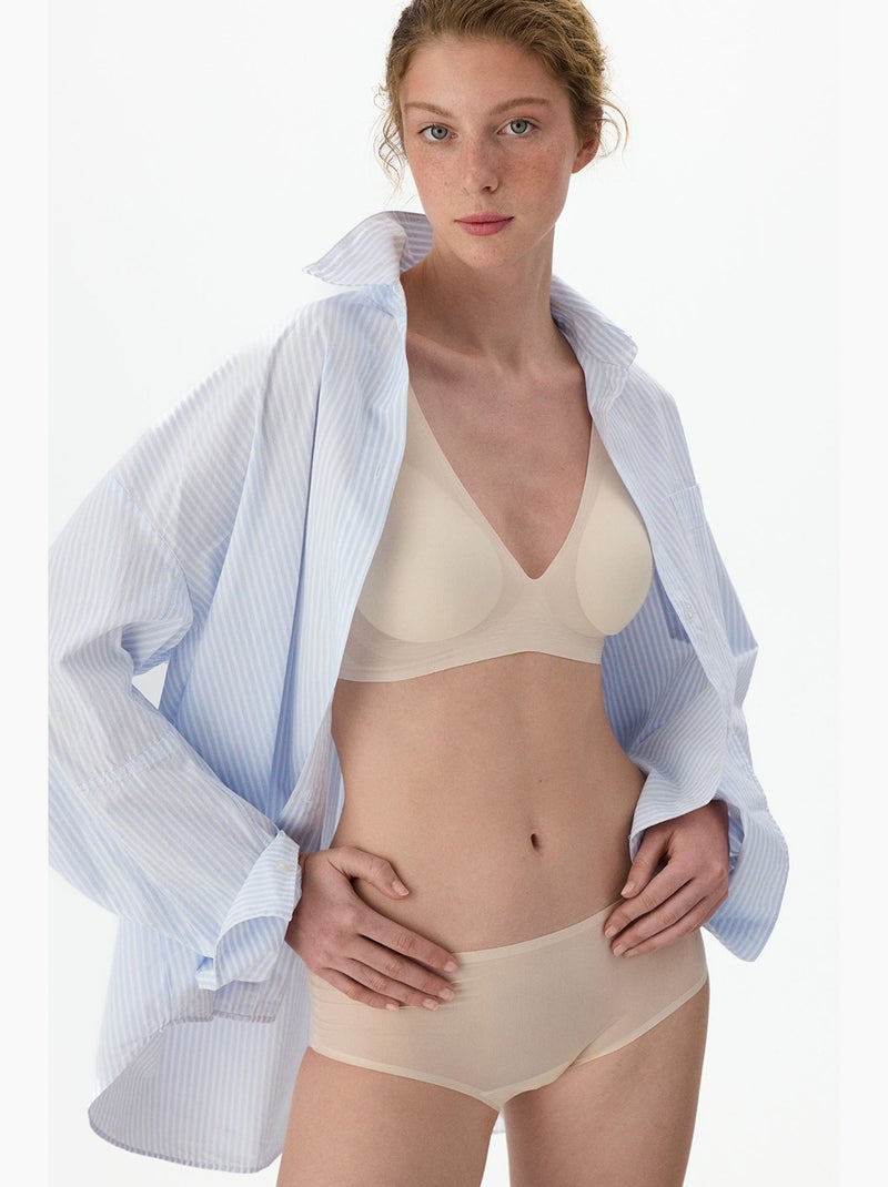 Soutien-gorge zerogram decolette avec coussinets invisibles penti Beige argile - Kiabi