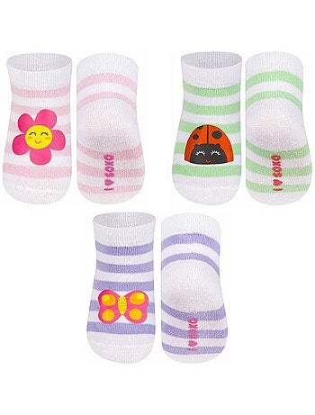 Soxo | lot de 3 paires de chaussettes rayées pastel