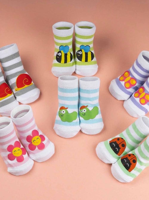 Soxo | lot de 3 paires de chaussettes rayées pastel - Kiabi