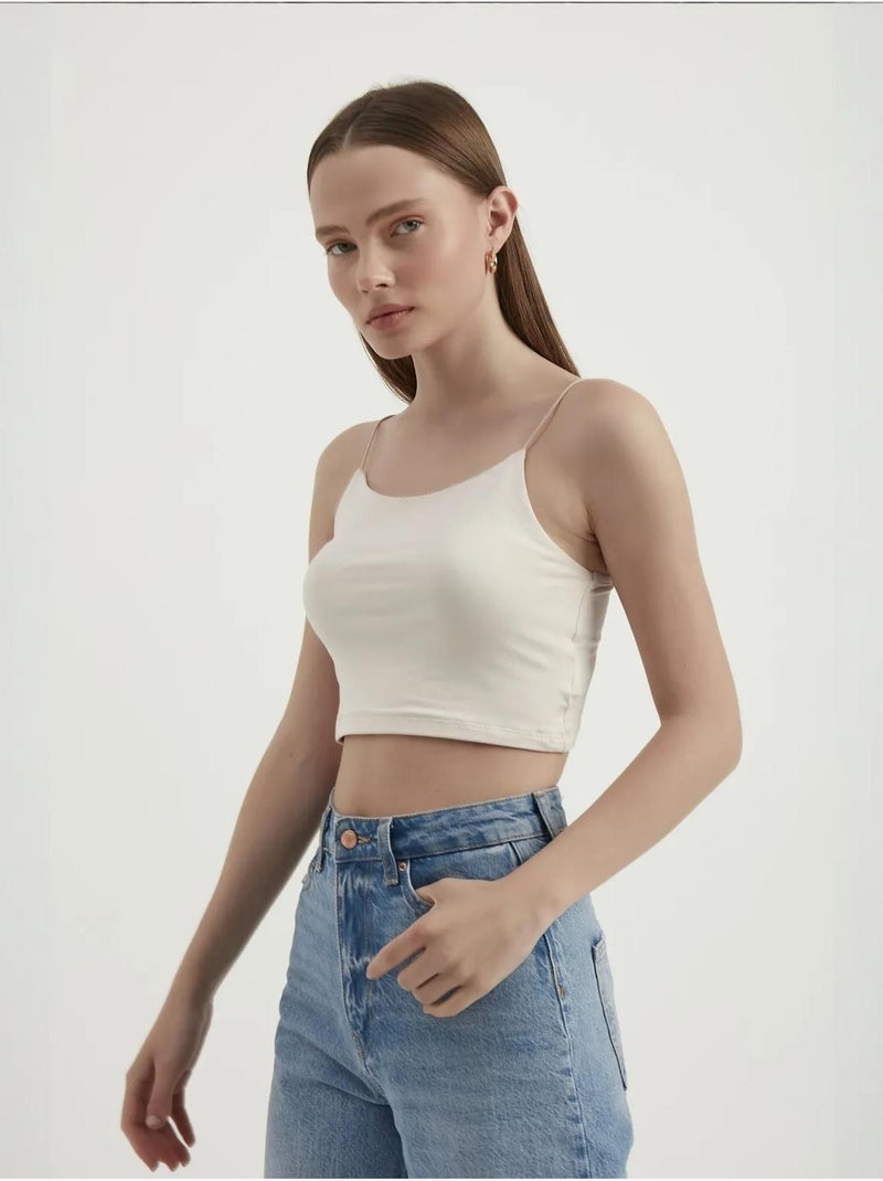Spaghettibandjes basic cropped cami top hiccup Wit - Kiabi