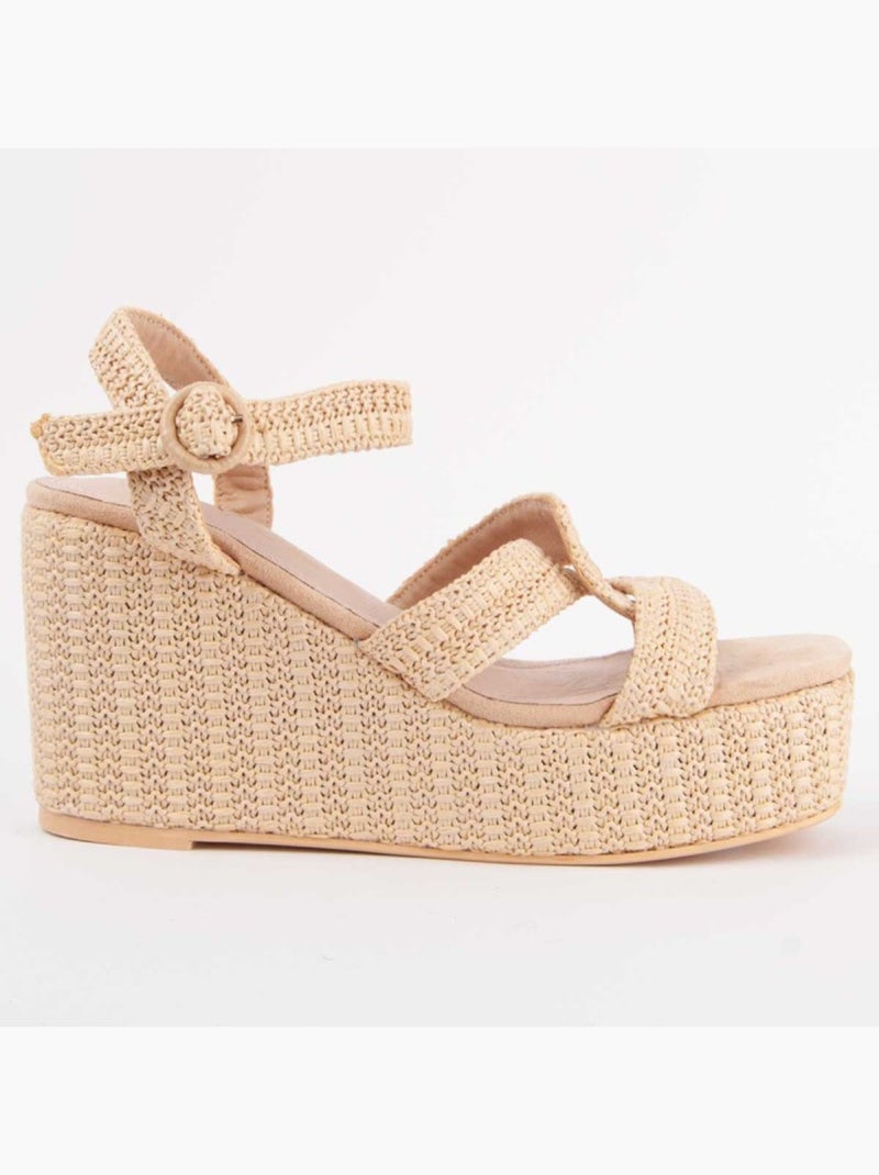 Sparto Sandaal Sleehak Synthetisch Materiaal Montevita Beige - Kiabi