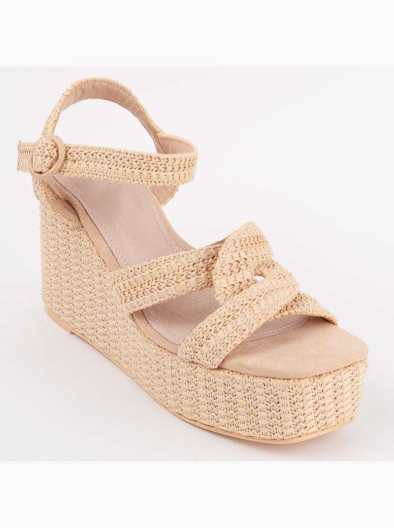Sparto Sandaal Sleehak Synthetisch Materiaal Montevita Beige - Kiabi