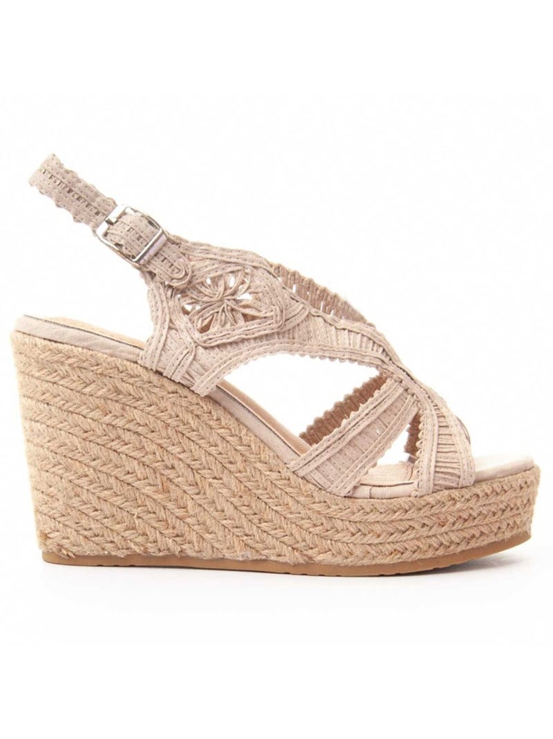 Sparto Sandaal Sleehak Textiel Montevita Beige - Kiabi