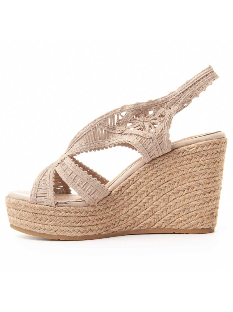 Sparto Sandaal Sleehak Textiel Montevita Beige - Kiabi