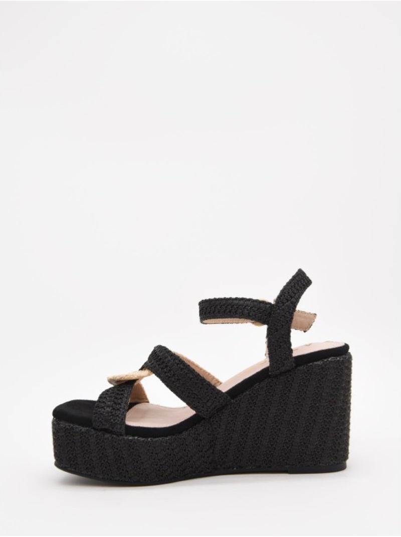 Sparto Sandal Met Wedge Materiale Sintetico Montevita Zwart - Kiabi