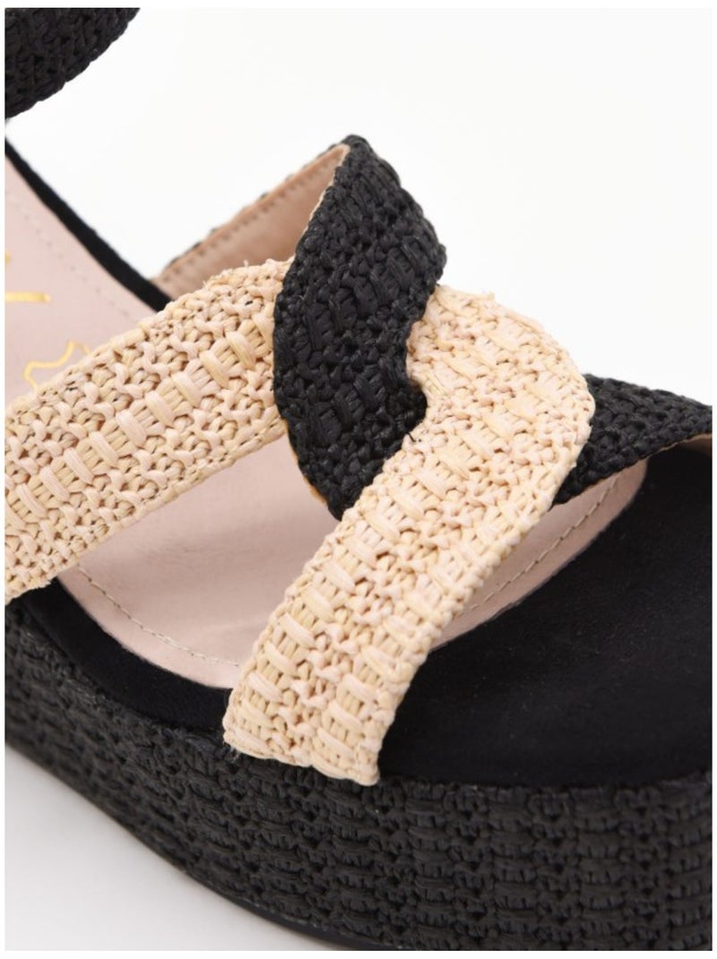 Sparto Sandal Met Wedge Materiale Sintetico Montevita Zwart - Kiabi