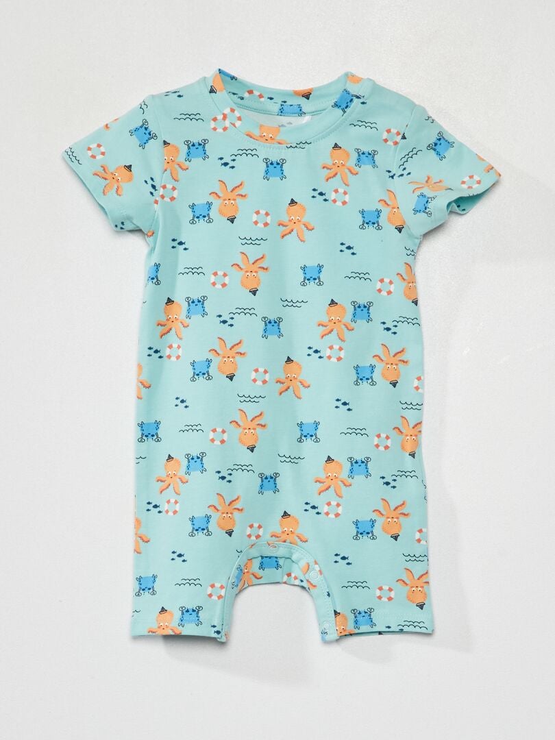 Speelpakje met korte mouw en print BLAUW - Kiabi