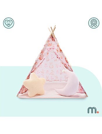 Speeltent tipi voor kinderen vanaf 3 jaar – met led-verlichting, speelmat en 2 kussens