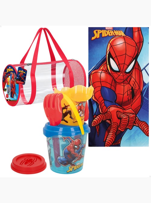 Spider-man ensemble seau de plage avec accessoires serviette et sac - Kiabi