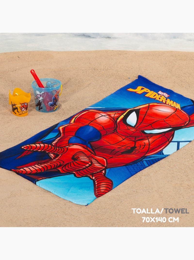 Spider-man ensemble seau de plage avec accessoires serviette et sac N/A - Kiabi