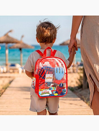 Spidey ensemble de plage avec seau, accessoires, sac à dos et poncho
