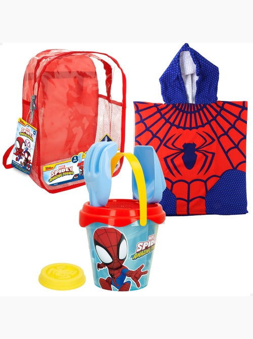 Spidey ensemble de plage avec seau, accessoires, sac à dos et poncho - Kiabi